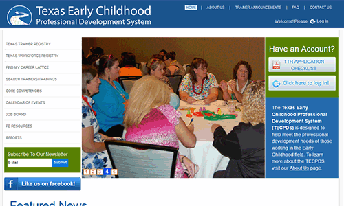Education Web Application Texas Early Childhood